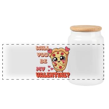 pizza - will you be my valentine - Panorama Keksdose mit Holzdeckel - Weiß - Vorne