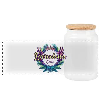 Barcelona Crew Holidays - Panoramic Cookie Jar with Wooden Lid - white - Front