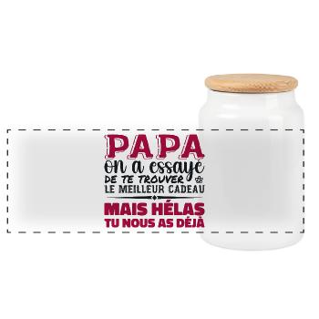 Papa On A Essayé De Te Trouver Le Meilleur - Boîte à biscuits avec couvercle en bois - blanc - Devant
