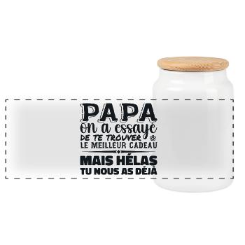 Papa On A Essayé De Te Trouver Le Meilleur - Boîte à biscuits avec couvercle en bois - blanc - Devant
