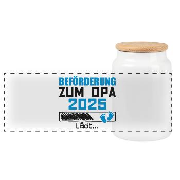 Beförderung zum Opa 2025 - Panorama Keksdose mit Holzdeckel - Weiß - Vorne