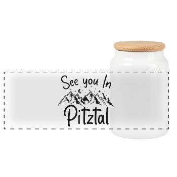 Pitztal Skiing Tyrol Snowboarding Austria - Panoramic Cookie Jar with Wooden Lid - white - Front