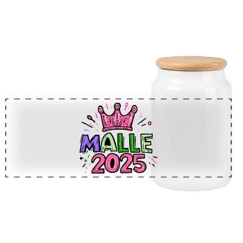 Malle 2025 Mallorca - Panoramic Cookie Jar with Wooden Lid - white - Front