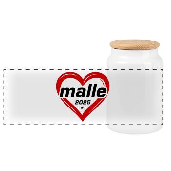 Malle 2025 Amour du cœur - Boîte à biscuits avec couvercle en bois - blanc - Devant