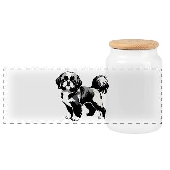 Shih Tzu - Autocollant Chien de compagnie - Boîte à biscuits avec couvercle en bois - blanc - Devant
