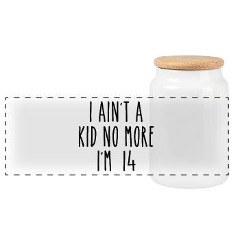 14 Year Old Official 14yr Gift 14th Birthday Party - Panoramic Cookie Jar with Wooden Lid - white - Front
