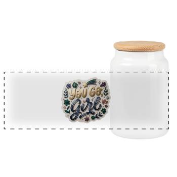You Go, Girl - Panoramic Cookie Jar with Wooden Lid - white - Front