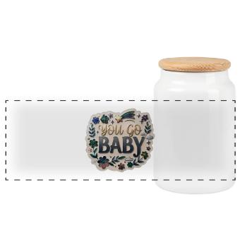 You Go, Baby - Panoramic Cookie Jar with Wooden Lid - white - Front
