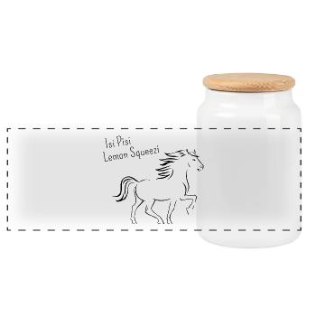 Isi Pisi Lemon Squeeze by Maison Bichon - Panoramic Cookie Jar with Wooden Lid - white - Front