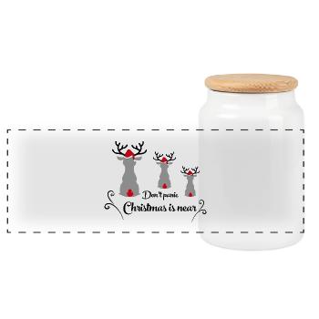 Noël - Boîte à biscuits avec couvercle en bois - blanc - Devant