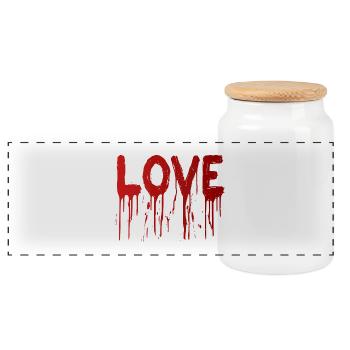 L’amour avec les gouttes d’encre - Boîte à biscuits avec couvercle en bois - blanc - Devant