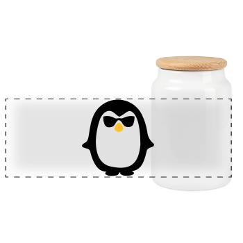 pinguin - Panoramic Cookie Jar with Wooden Lid - white - Front