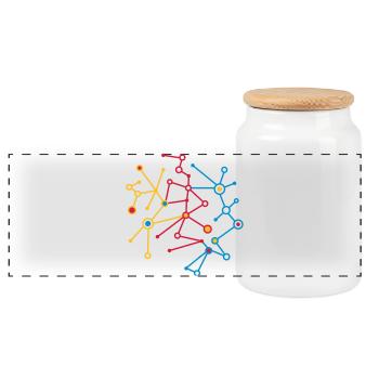 un motif moléculaire - Boîte à biscuits avec couvercle en bois - blanc - Devant