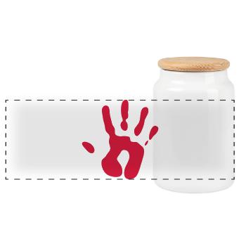 Bloody Red Hand Print - Panoramic Cookie Jar with Wooden Lid - white - Front