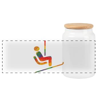 Colored ski runner long sleeve shirts - Panoramic Cookie Jar with Wooden Lid - white - Front