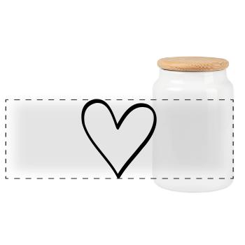 Heart symbol love friendship life gift - Panoramic Cookie Jar with Wooden Lid - white - Front