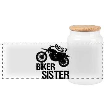 Biker Sister Motorrad Motorradfahrer Geschenk - Panorama Keksdose mit Holzdeckel - Weiß - Vorne