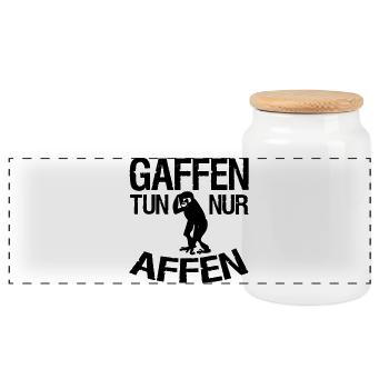 Gaffen tun nur Affen Geschenk Gaffer Auto Spruch - Panorama Keksdose mit Holzdeckel - Weiß - Vorne