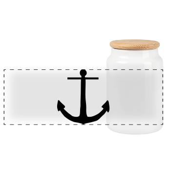 anchor - Panoramic Cookie Jar with Wooden Lid - white - Front