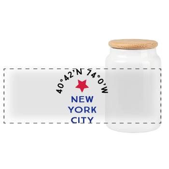 New York City - Boîte à biscuits avec couvercle en bois - blanc - Devant
