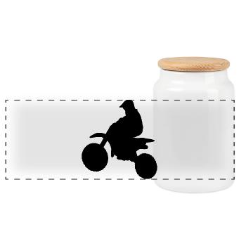 Biker Rider Silhouette  - Panorama Keksdose mit Holzdeckel - Weiß - Vorne