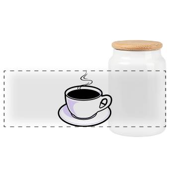 Kaffee, Tasse, Koffein - Panorama Keksdose mit Holzdeckel - Weiß - Vorne