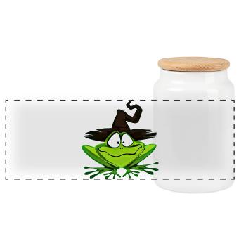 sorcières grenouilles - Boîte à biscuits avec couvercle en bois - blanc - Devant