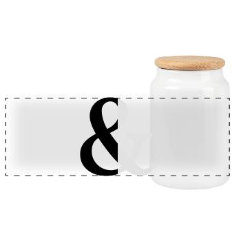 Ampersand two-tone sign icon gift idea - Panoramic Cookie Jar with Wooden Lid - white - Front