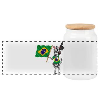 Brasilianer Zebra - Panorama Keksdose mit Holzdeckel - Weiß - Vorne
