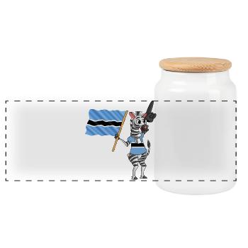 Botsuaner Zebra - Panorama Keksdose mit Holzdeckel - Weiß - Vorne