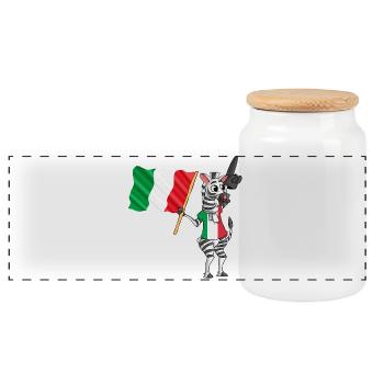 Italiener Zebra - Panorama Keksdose mit Holzdeckel - Weiß - Vorne