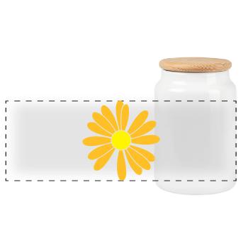 Flowers patch - Panoramic Cookie Jar with Wooden Lid - white - Front
