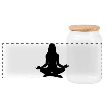 meditate - Panoramic Cookie Jar with Wooden Lid - white - Front