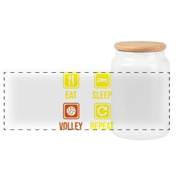 Mangez. Sommeil. Volley. Répétez. - Boîte à biscuits avec couvercle en bois - blanc - Devant