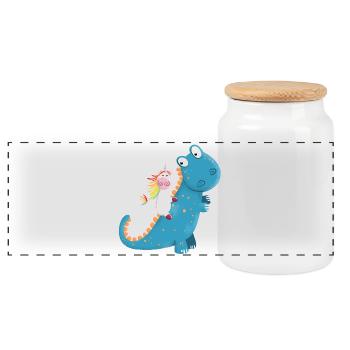 Einhorn Reitet T Rex Dinosaurier I Cooles Geschenk - Panorama Keksdose mit Holzdeckel - Weiß - Vorne