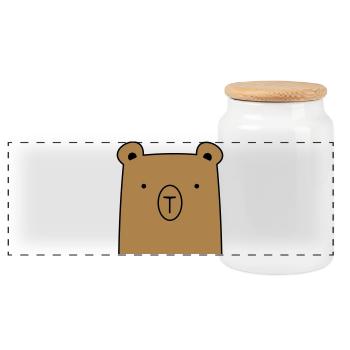 Bear bear cuddly bear gift idea - Panoramic Cookie Jar with Wooden Lid - white - Front