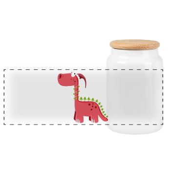 Der süße Weihnachts Dino - Weihnachten - Geschenk - Panorama Keksdose mit Holzdeckel - Weiß - Vorne