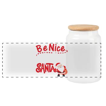 Be Nice To Electrician Santa Is Watching Shirt - Panoramic Cookie Jar with Wooden Lid - white - Front