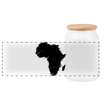 afrika - Panoramic Cookie Jar with Wooden Lid - white - Front