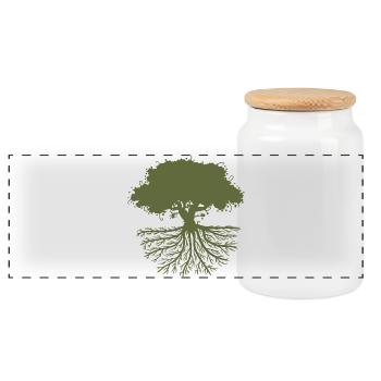 tree roots green - Panoramic Cookie Jar with Wooden Lid - white - Front