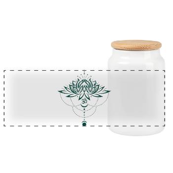 Lotus lotus fleur om symbole lune yoga - Boîte à biscuits avec couvercle en bois - blanc - Devant