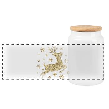 paillettes d'or de cerf - Boîte à biscuits avec couvercle en bois - blanc - Devant