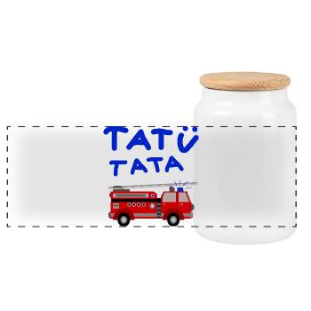 Fire Brigade tatütata Fire Truck Kids Toys - Panoramic Cookie Jar with Wooden Lid - white - Front