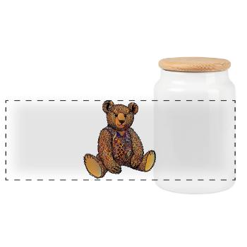 Watercolour Ted - Panoramic Cookie Jar with Wooden Lid - white - Front