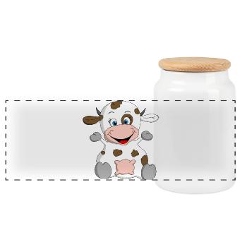 bonne vache dit moo - Boîte à biscuits avec couvercle en bois - blanc - Devant