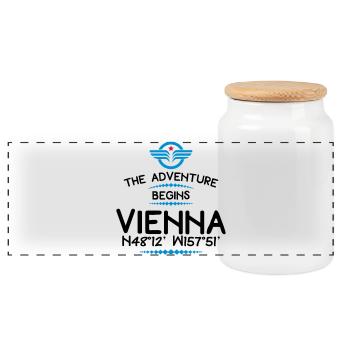 Wien - Panorama Keksdose mit Holzdeckel - Weiß - Vorne