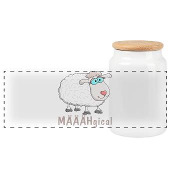 mouton - Boîte à biscuits avec couvercle en bois - blanc - Devant
