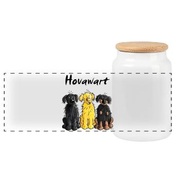 Hovawart – Hovi – Dog – Shirt Design - Panoramic Cookie Jar with Wooden Lid - white - Front
