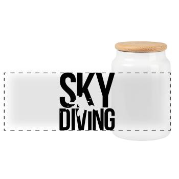 skydiving - Panoramic Cookie Jar with Wooden Lid - white - Front