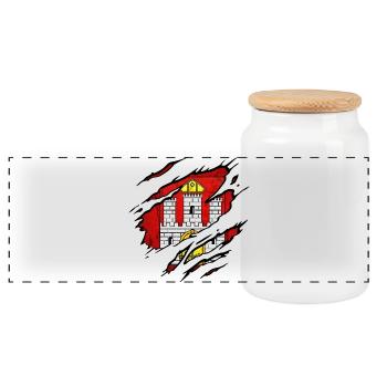 Włocławek - Poland - Panoramic Cookie Jar with Wooden Lid - white - Front